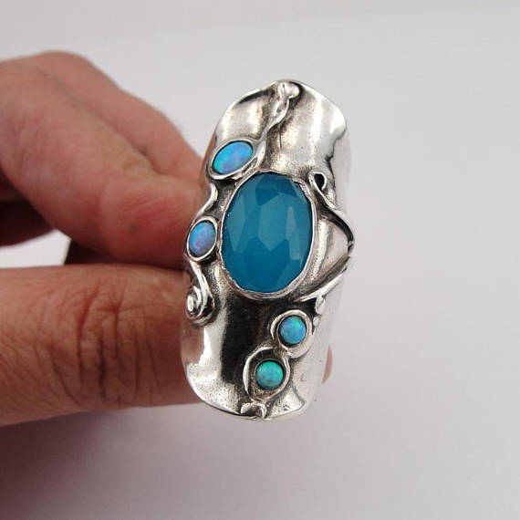 Blue Opal Israeli Opal Jewelry Didae Shablool 925 Sterling Silver