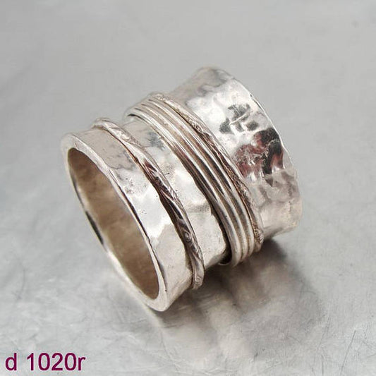 Israeli Massive wide 925 Silver Swivel band Ring Size 7.5, Unique Gift !!! (d 1020r)
