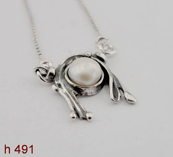 HADAR Israel Beautiful Sterling Silver and pearl Handmade Design Pendant ,gift , (d4012