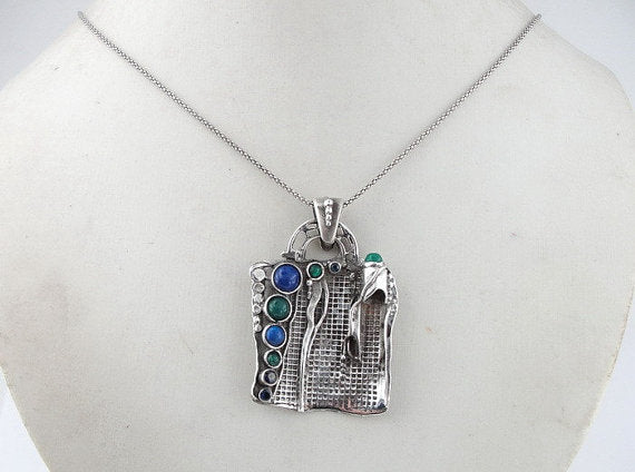 Hadar handcrafted Sterling Silver Mix Stones Pendent