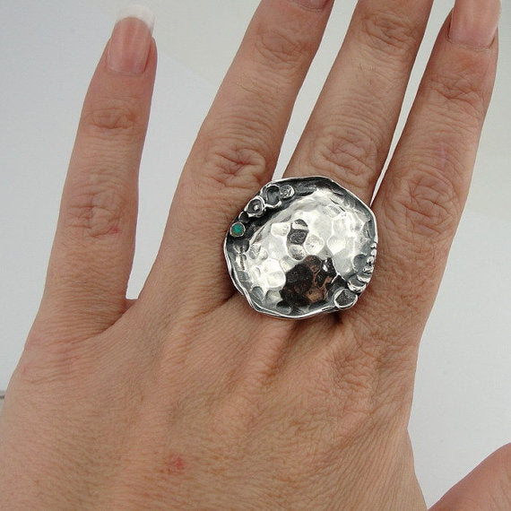 Sterling Silver Ring With a Small Blue Opal (H 1082)