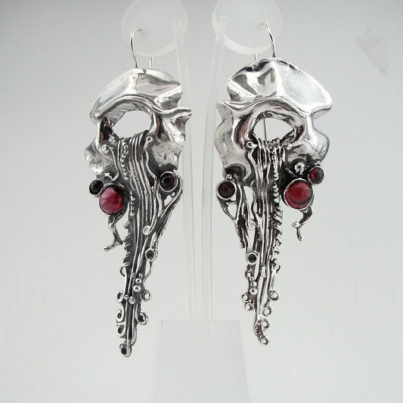 Sterling Silver Garnet Earrings (h 239)