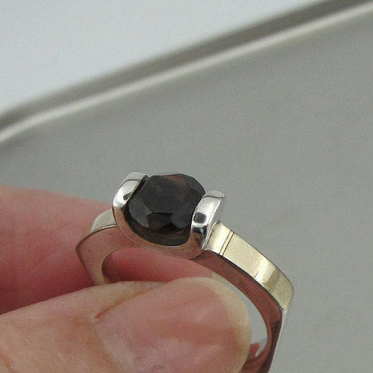 Hadar Jewelry sterling Silver & 9K Yellow Gold with Smokey Quartz