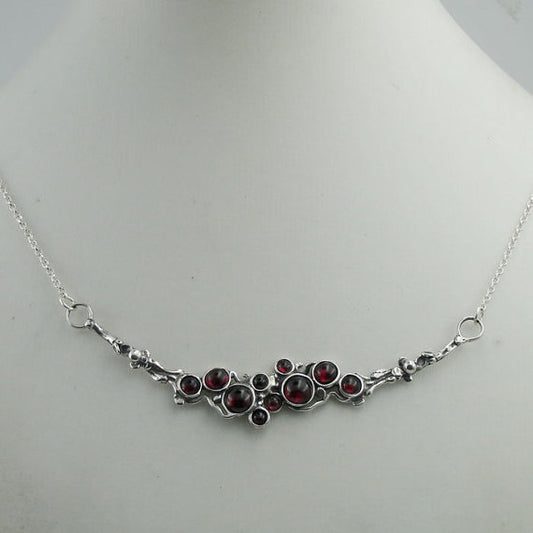 Hadar Fine Sterling Silver Cluster Burgundy Garnet Pendant Fine Israeli Jewelry for Women