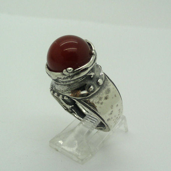 Hadar Fabulous Large handmade Sterling Silver Carnelian Ring size 8.5 (h 148)