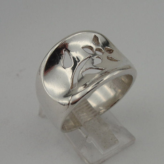SUPER SALE Beautiful iSRAEL Handmade 925 Sterling Silver Flower Ring (tf 101)