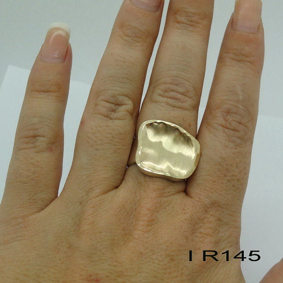 NEW Israel Handmade Yellow Gold Silver Ring size 7.5 (I r145)