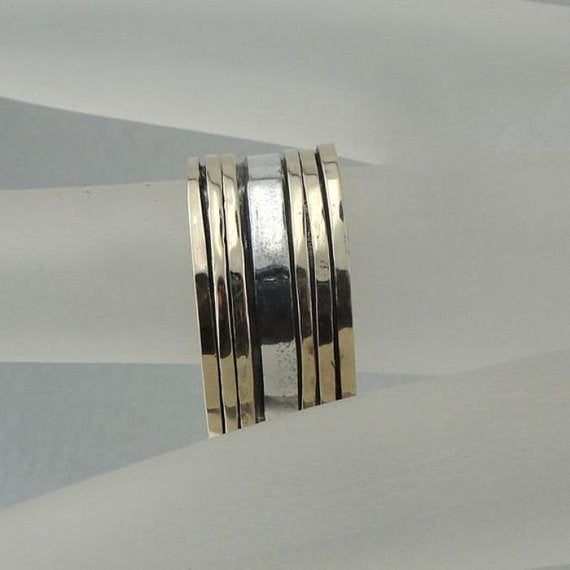 Wedding Israel Handmade Great Art Swivel Gold Silver Opal Ring (I r95)