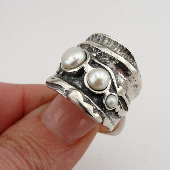 Hadar Jewelry Handcraffted Sterling Silver Pearl Ring