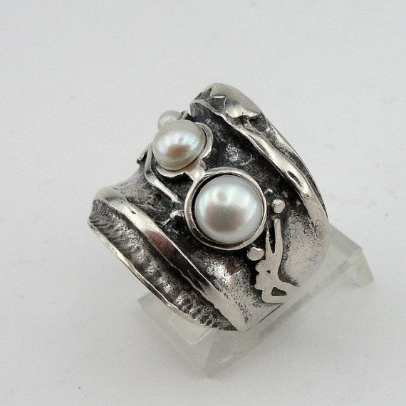 Hadar Jewelry Handcraffted Sterling Silver Pearl Ring