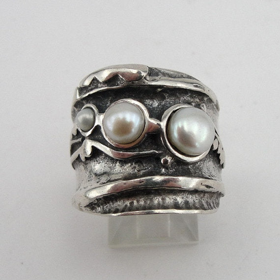 Hadar Jewelry Handcraffted Sterling Silver Pearl Ring