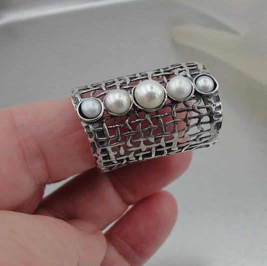 Sterling Silver Pearl Ring (1142b)