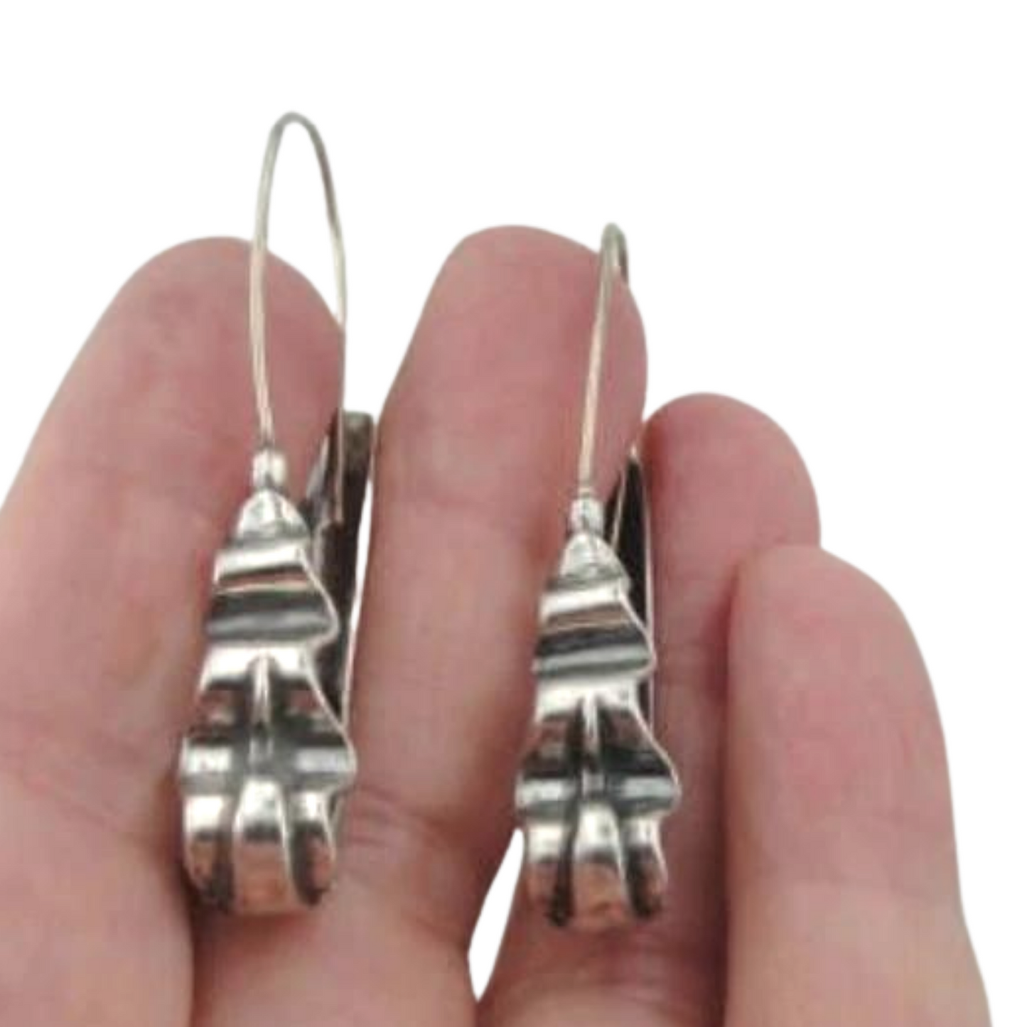 Sterling Silver Artistic Long Earrings, daily style earrings, sterling silver earrings, gift for her, evening style earrings, gift, style, Solid sterling silver earrings, darken earrings, Israeli design, Israeli jewelry, Long earrings, gift for mom