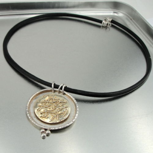 Hadar Jewelry Handmade 24k Gold Plated Leather 925 Sterling Silver Pendant