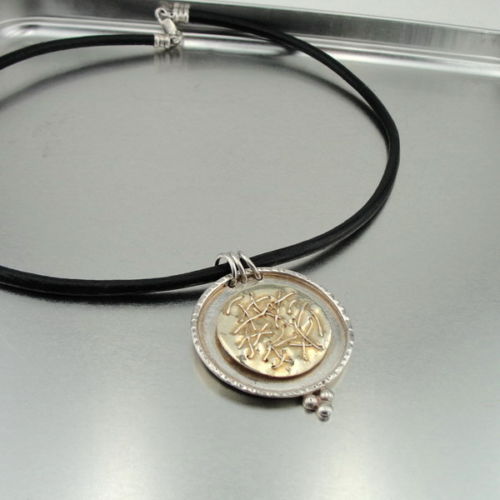 Hadar Jewelry Handmade 24k Gold Plated Leather 925 Sterling Silver Pendant