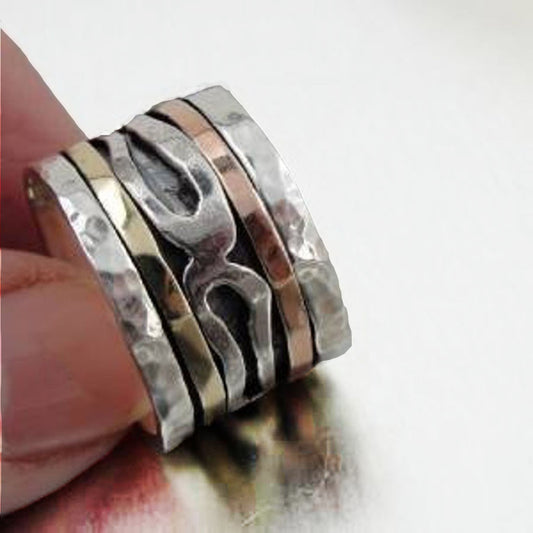Swivel 9k Red & Yellow Gold Sterling Silver Ring