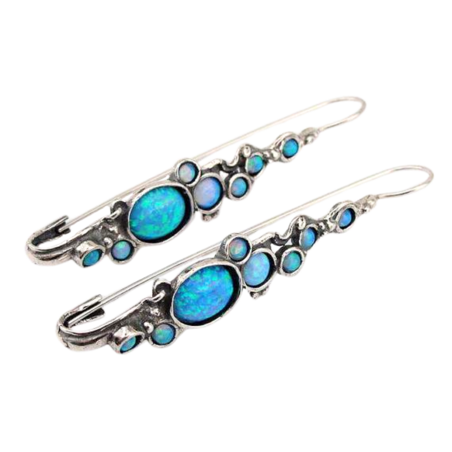 Long Blue Opal Earrings