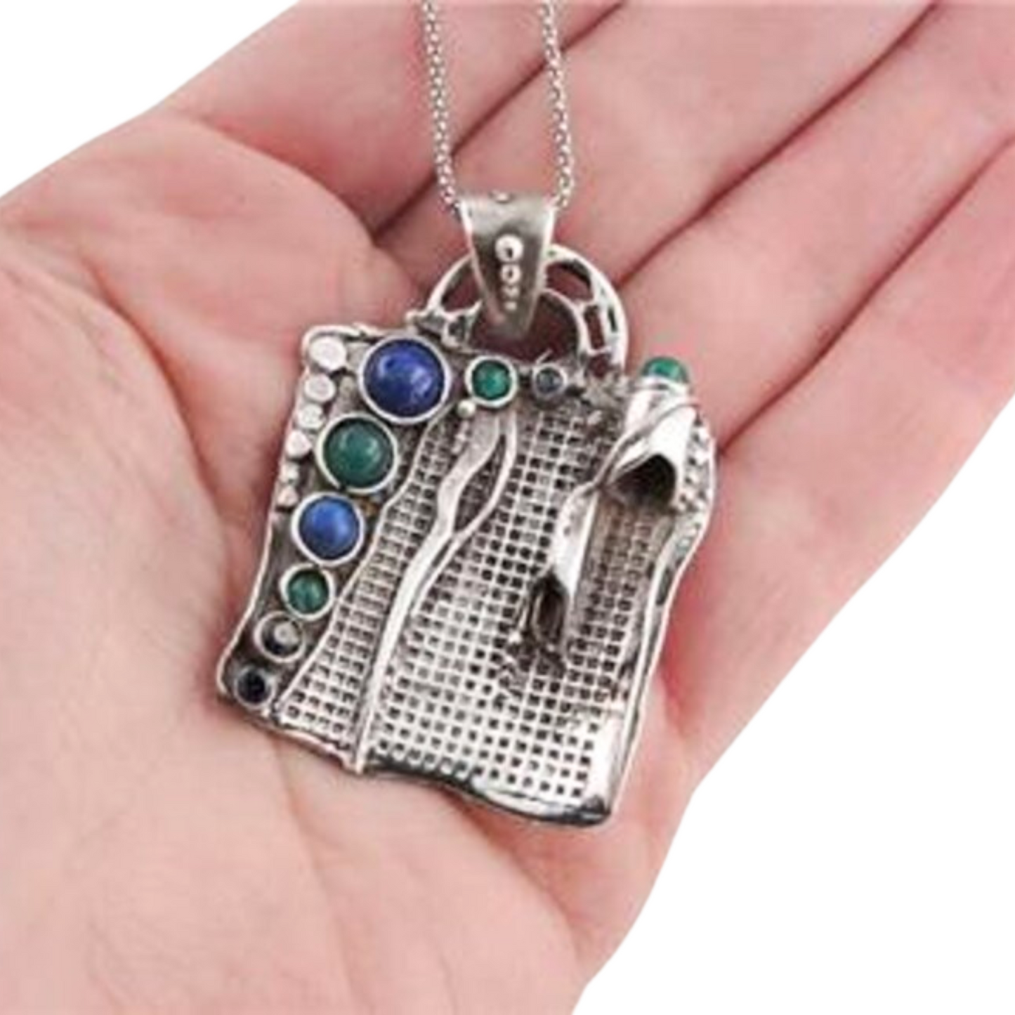 Sterling Silver Mix Gemtones Pendant With Necklace