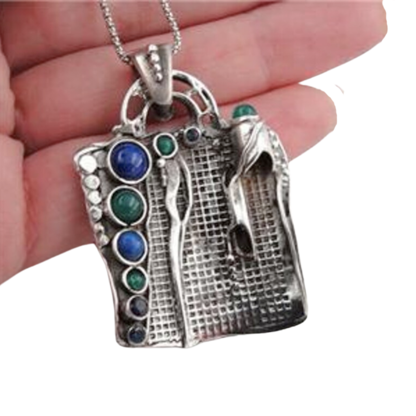 Sterling Silver Mix Gemtones Pendant With Necklace