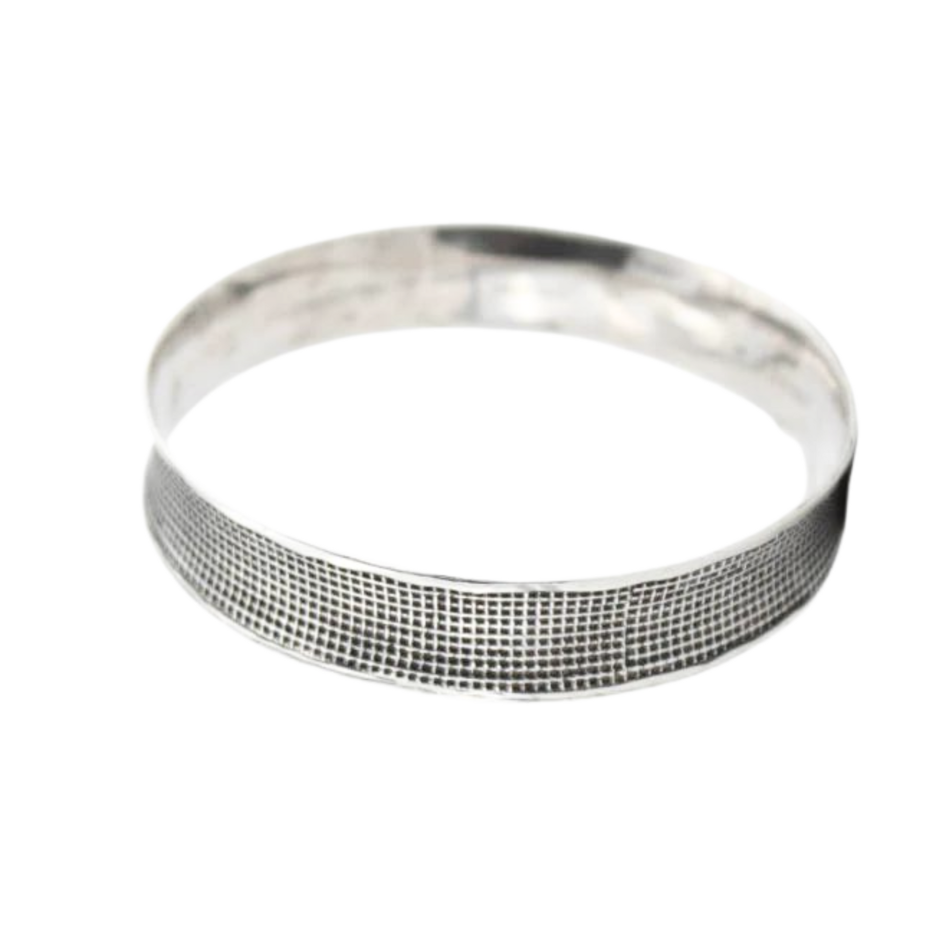Sterling Silver grid pattern Bangle Bracelet, Blacked Silver Bracelet, Unisex Bracelet, Unisex Jewelry, Israeli Jewelry