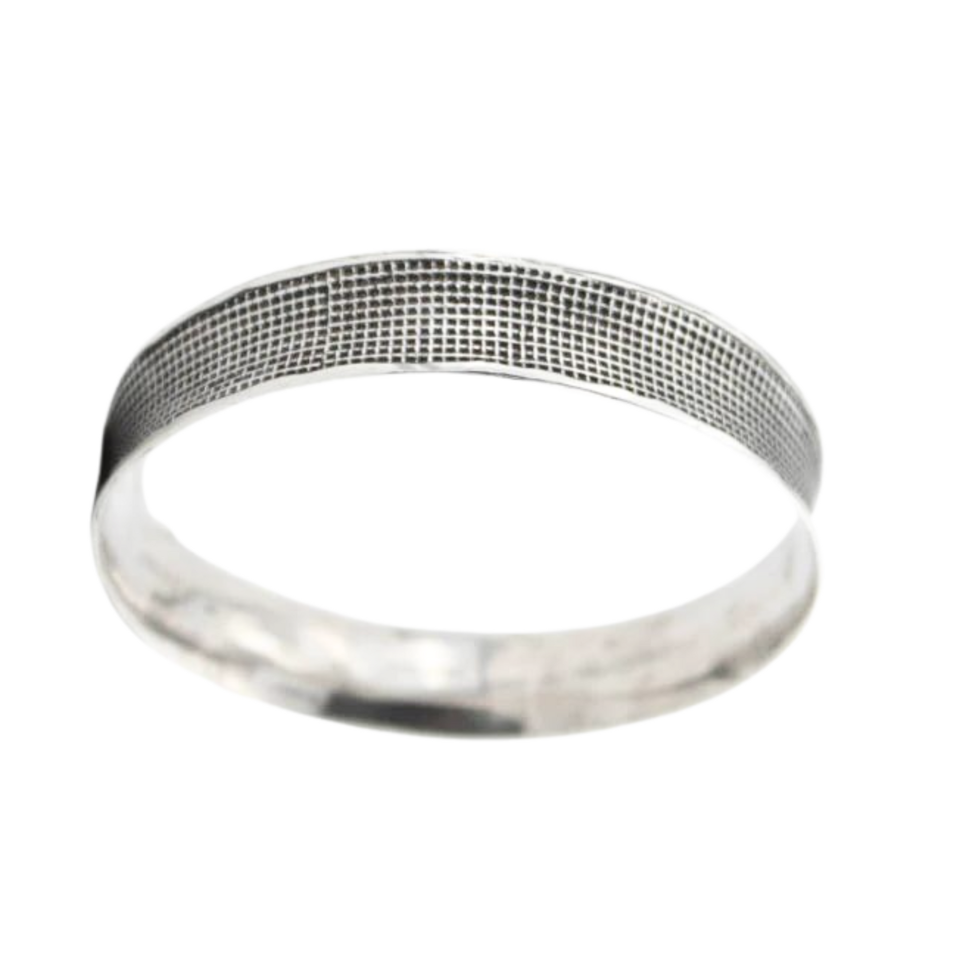 Sterling Silver grid pattern Bangle Bracelet, Blacked Silver Bracelet, Unisex Bracelet, Unisex Jewelry, Israeli Jewelry