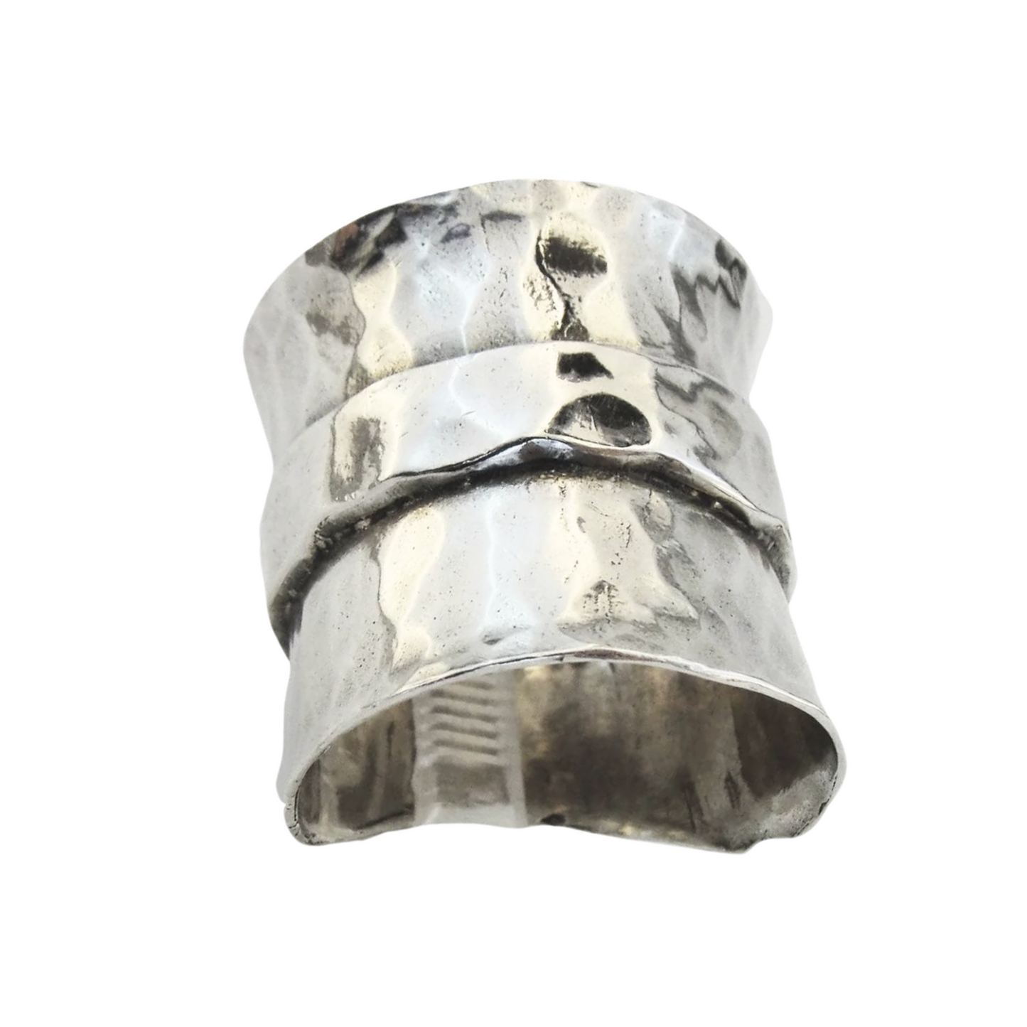 Wide solid sterling silver ring