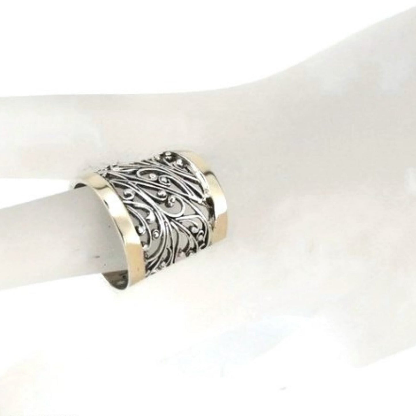 Lace Sterling Silver and Yellow Gold Ring