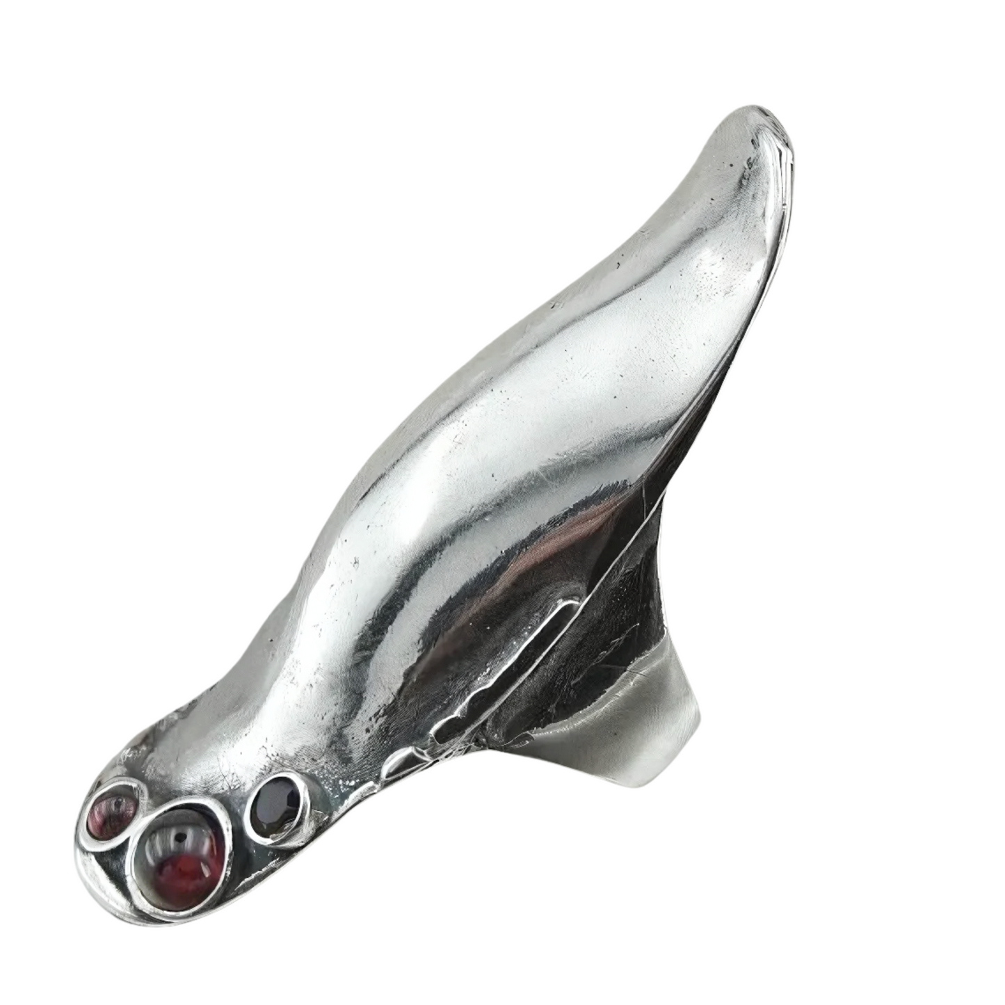 Long shaped 925 Sterling Silver Garnet woman unique Ring