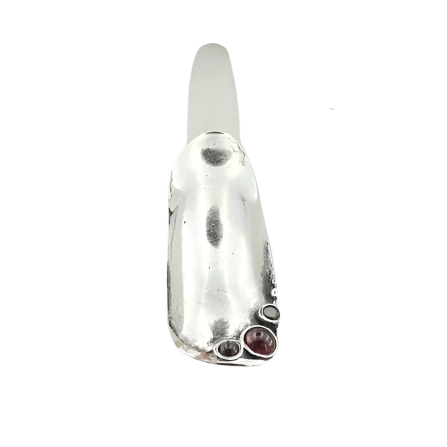 Long shaped 925 Sterling Silver Garnet woman unique Ring