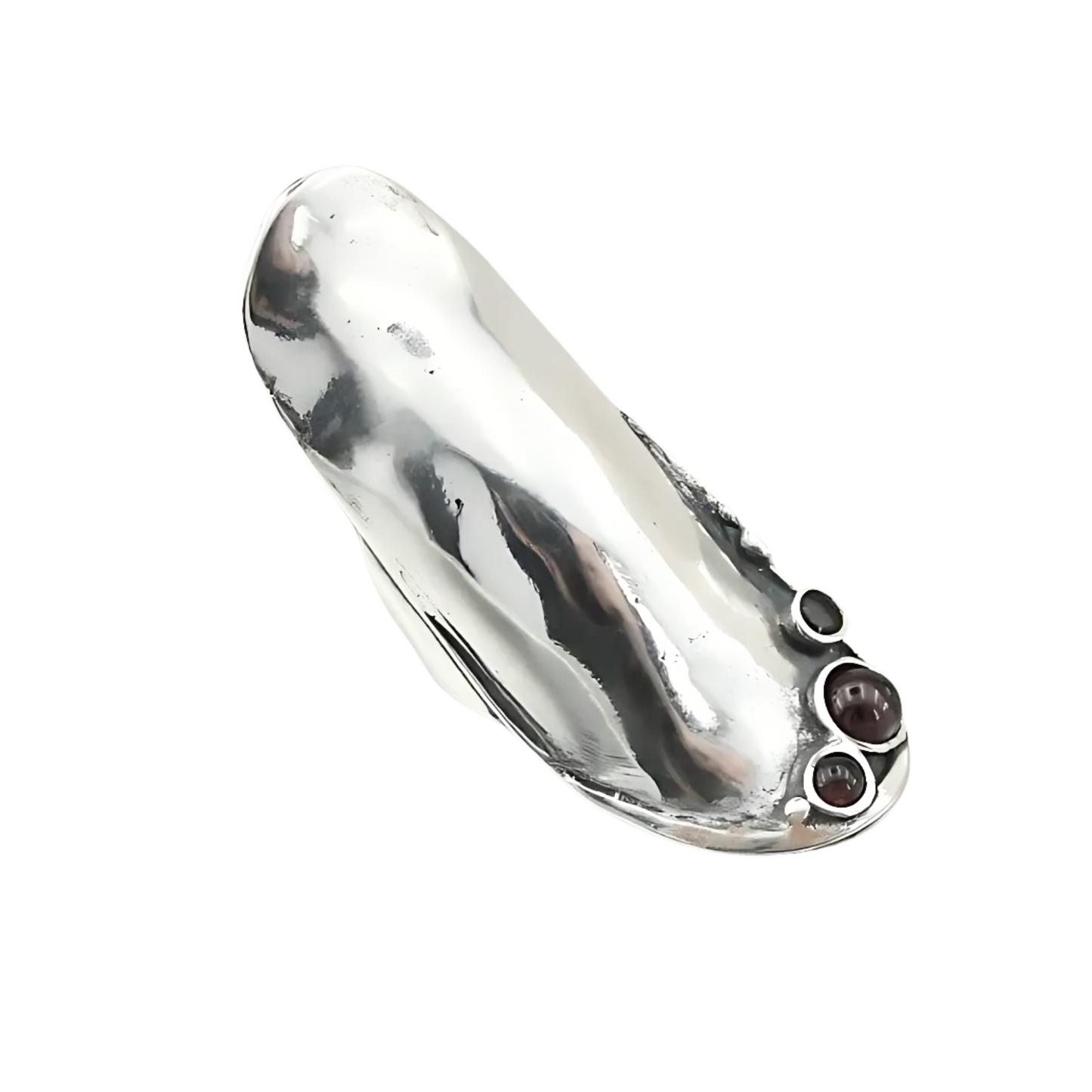 Long shaped 925 Sterling Silver Garnet woman unique Ring