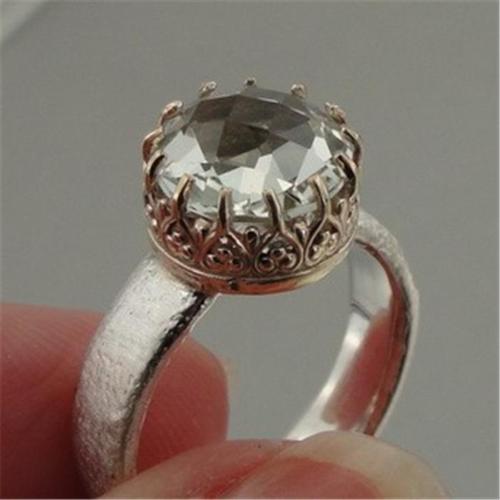 Hadar Designers 9k Gold 925 Silver Green Amethyst Filigree Ring 