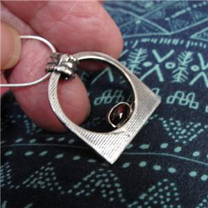 Hadar Designers Israel Handmade Art 925 Sterling Silver Red Garnet Pendant Red Stone Necklace
