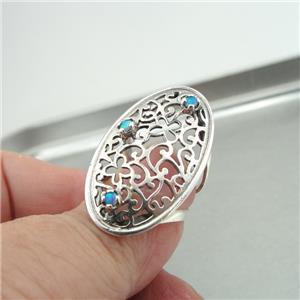 Hadar Designers Oval 925 Sterling Silver Filigree Blue Opal Ring any size (S) Y