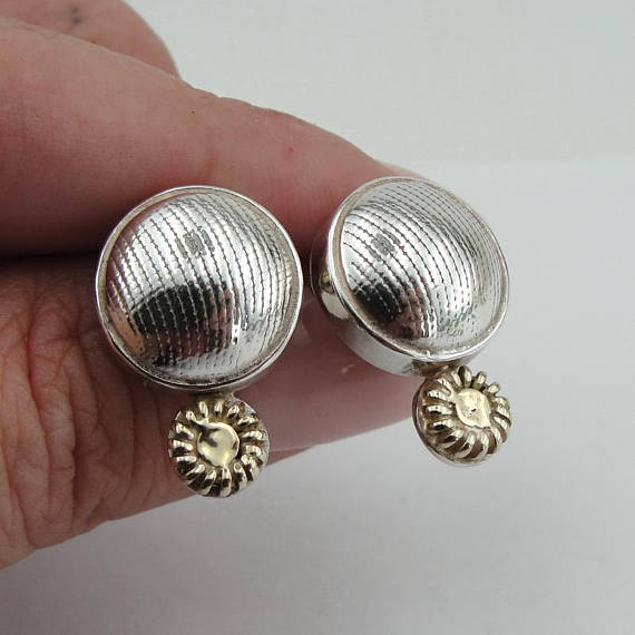 New israel design 9k yellow Gold 925 sterling Silver Stud Earrings (2905)