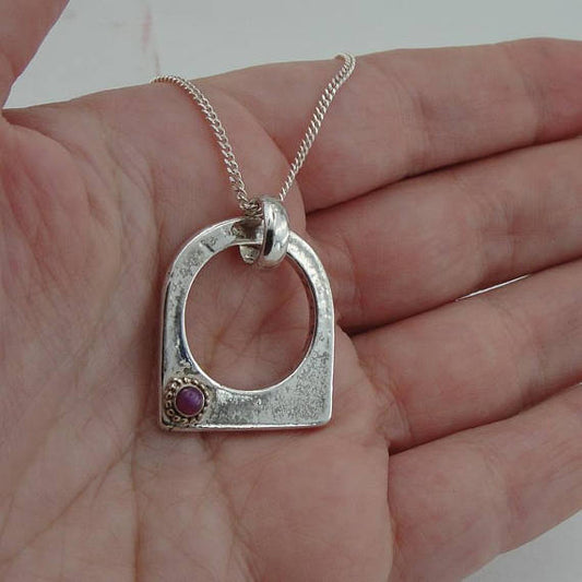 Hadar handcrafted Sterling Silver rubil Pendent round , chain ,gift , rubi (2901)