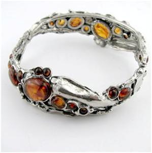 Hadar Designers Handmade Sterling Silver Baltic Amber Bangle Bracelet