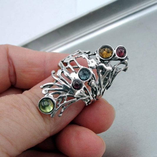 Hadar Designers Handmade Sterling Silver Tourmaline Ring size
