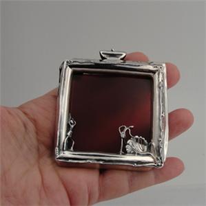 Hadar Designers Israel Handmade Great Art Huge Silver Carnelian Pendant (H 472J