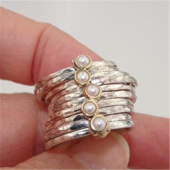Hadar Jewelry Handmade Art 9k Gold S Silver Pearl Ring any sz (I r416)