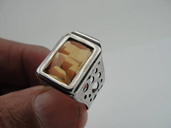 Sterling Silver & Champaign Ring (133)