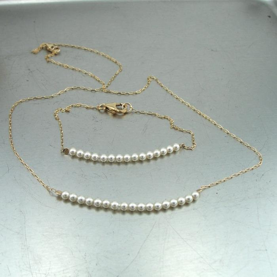Hadar Jewelry Modern 14k Gold F Pearl Necklace Bracelet Set (I n1229/b252)