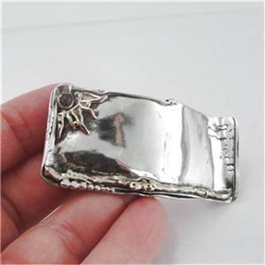 Hadar Designers Handmade 9k Gold 925 Silver Garnet Pendant Pin Brooch (H)