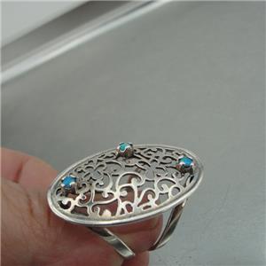 Hadar Designers Oval 925 Sterling Silver Filigree Blue Opal Ring any size (S) Y
