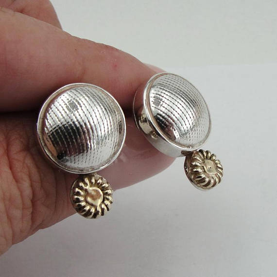 New israel design 9k yellow Gold 925 sterling Silver Stud Earrings (2905)