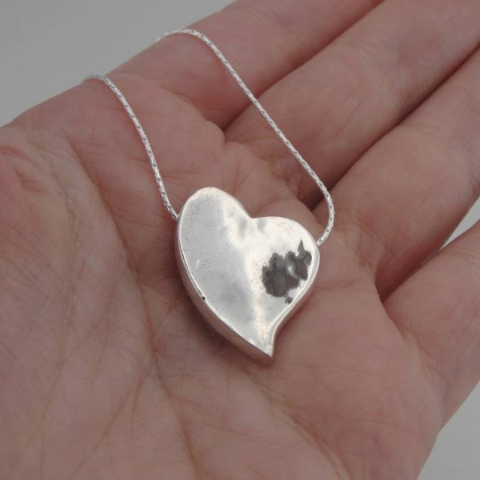 Hadar Designers 925 Sterling Silver Large Heart Pendant Art Handmade