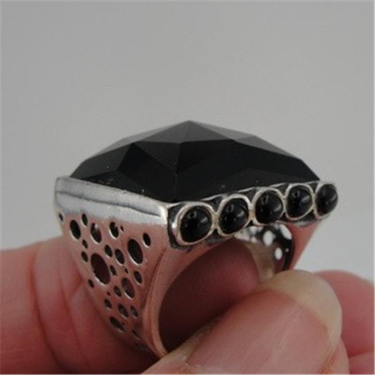 Hadar Jewelry Handmade Art Sterling Silver Ring Onyx any size (H 1334)