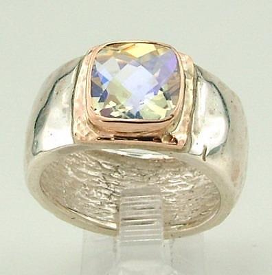 Hadar Designers 9k Gold Sterling Silver Garnet Ring