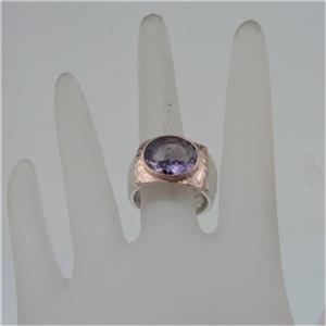 Hadar Jewelry Handmade 9k Rose Gold 925 Silver Amethyst Ring 