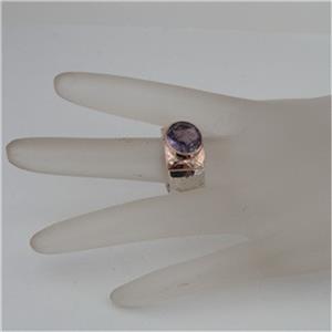 Hadar Jewelry Handmade 9k Rose Gold 925 Silver Amethyst Ring 