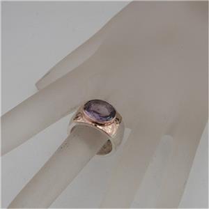Hadar Jewelry Handmade 9k Rose Gold 925 Silver Amethyst Ring 
